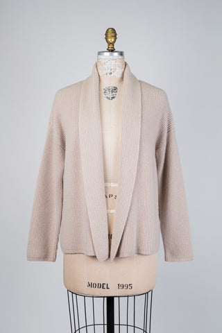 Beige knit shawl collar cardigan (6)