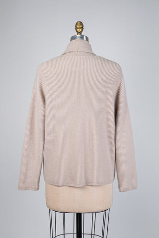 Cardigan en maille beige à col châle (6)