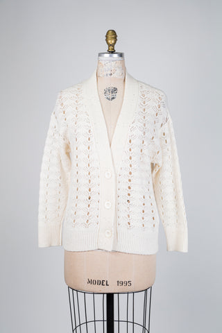 Cardigan écru en maille ajourée scintillante (6)