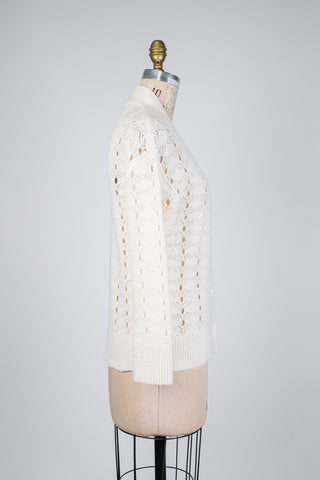 Cardigan écru en maille ajourée scintillante (6)