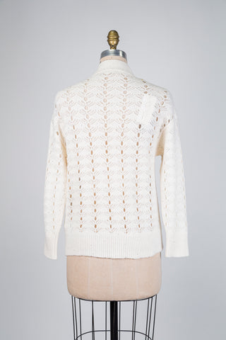 Cardigan écru en maille ajourée scintillante (6)