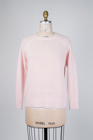Chandail rose poudré en maille ajourée (6)