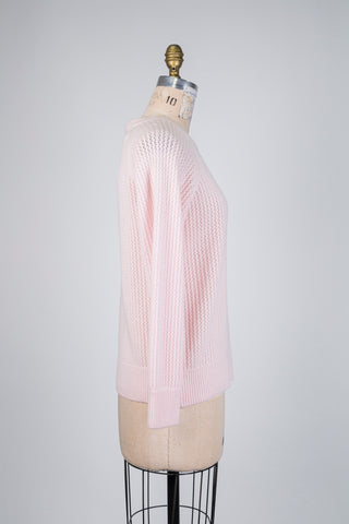 Chandail rose poudré en maille ajourée (6)