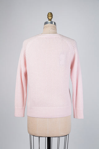 Chandail rose poudré en maille ajourée (6)