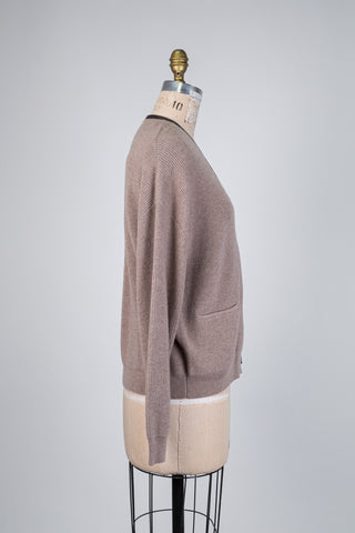 Heather taupe cardigan-style sweater (6)