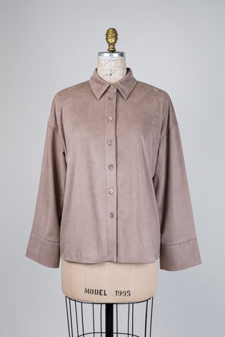 Chemisier taupe souple effet suède (6)