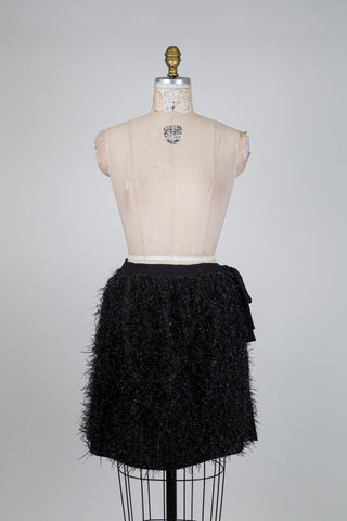 Cape / surjupe festive noire effet plumes (TU)