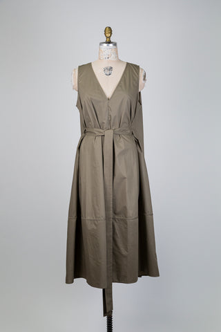 Khaki polished cotton dress (14/16)