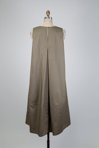 Khaki polished cotton dress (14/16)