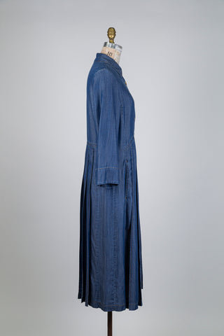 Chic ranch pleated denim dress (8)