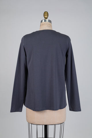 Long-sleeved flared grey T-shirt (S)