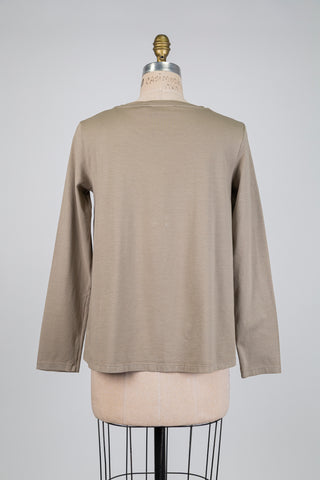 Beige long-sleeved T-shirt (S)