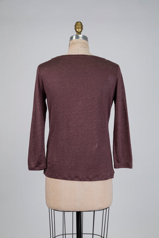 Mocha pink linen long-sleeved T-shirt (6)