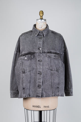 Washed black denim jacket (OS)