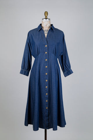 Robe chemisier cintrée en denim (8)