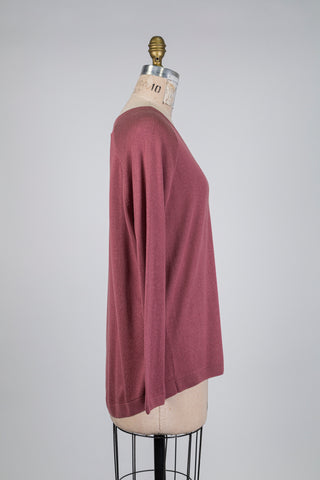 Chandail luxueux rose col en V (6+)