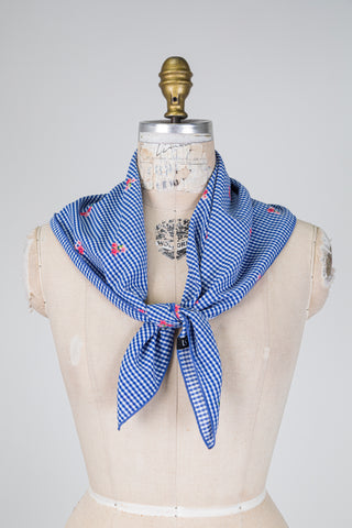 Foulard carré bleu pique-nique à l’anglaise (TU)