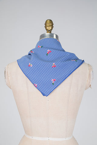 Foulard carré bleu pique-nique à l’anglaise (TU)