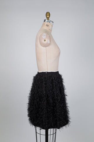 Cape / surjupe festive noire effet plumes (TU)