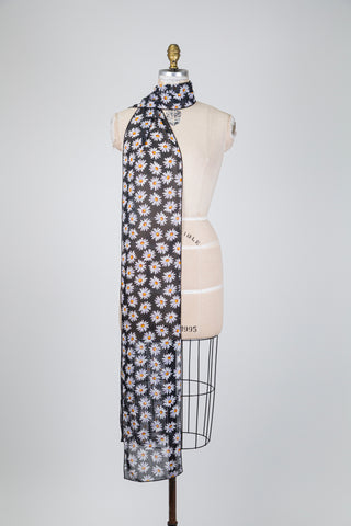 Sheer black daisy scarf (XXL - 2 sizes)