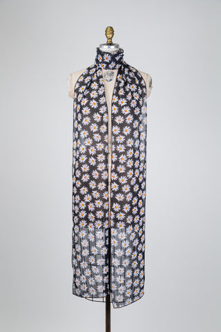 Sheer black daisy scarf (XXL - 2 sizes)