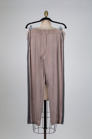 Pantalon effet suède à galons gris (4/6)