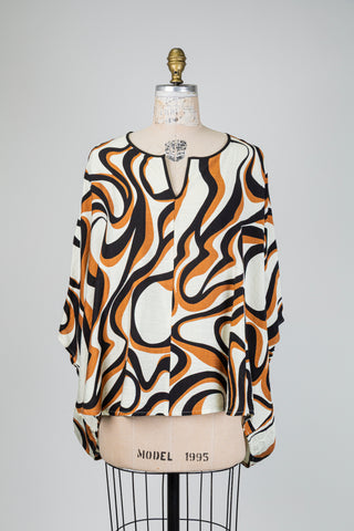 Cream tunic with abstract print (OS)
