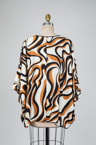 Cream tunic with abstract print (OS)