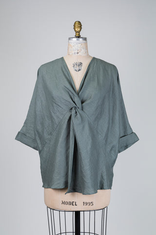 Blouse eucalyptus à col torsadé (S/M)