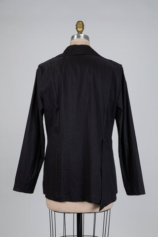 Blazer noir en lin techno à oeillets déco (XS-S-M-L)