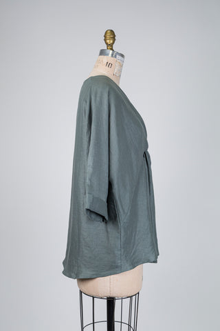 Blouse eucalyptus à col torsadé (S/M)