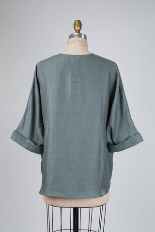 Blouse eucalyptus à col torsadé (S/M)