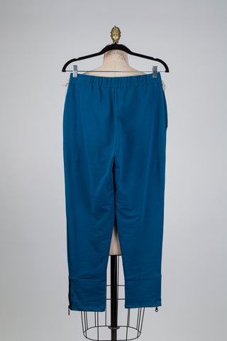 Dark aqua sporty-chic trousers (S)