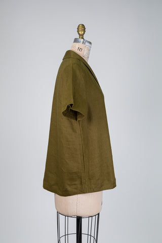 Blouse en lin vert mousse (S+)