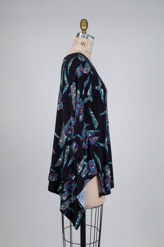 Tunique trapèze noire tribal abstrait (S)