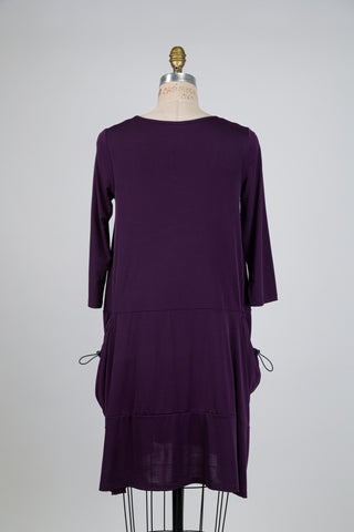 Plum dress with drawstring pockets (S)