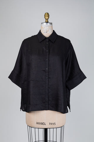 Black oversized linen blouse (S to L)