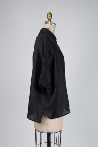 Black oversized linen blouse (S to L)