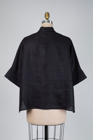 Black oversized linen blouse (S to L)