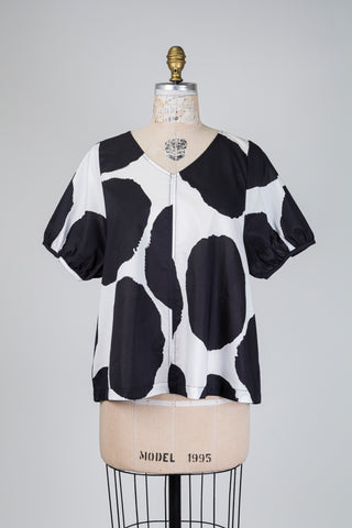 Blouse à pois graphiques noirs (S-L-XL)