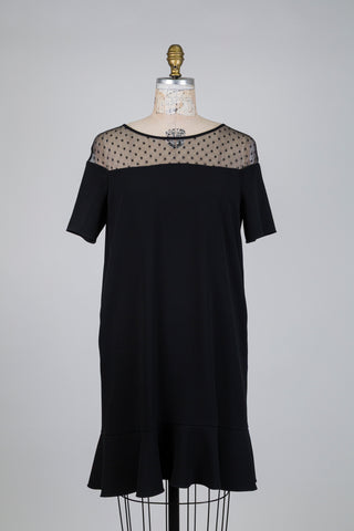 Robe noire à col petits pois et ourlet volant (8)