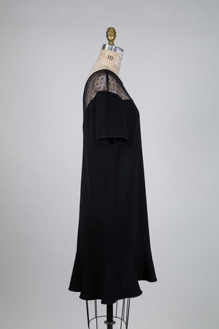 Robe noire à col petits pois et ourlet volant (8)