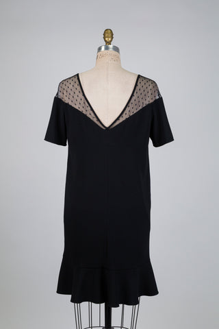 Robe noire à col petits pois et ourlet volant (8)