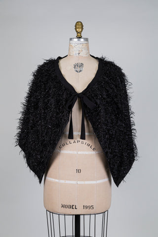 Cape / surjupe festive noire effet plumes (TU)