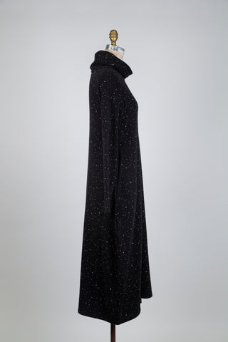 Robe noire col roulé ballet de flocons (S)