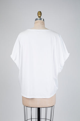 T-shirt blanc manches ballon (L)