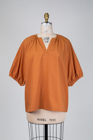 Blouse camel à manches ballon (S+)