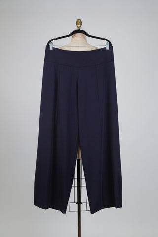 Pantalon marine à fermeture au dos asymétrique (L)