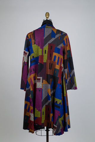 Veste trapèze village coloré (L)