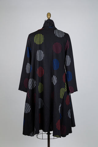 Veste trapèze noire pastilles à rayures (XL)